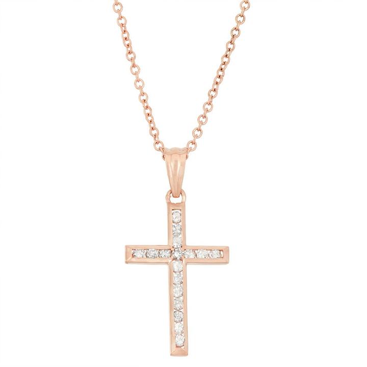 Womens 1/3 Ct. T.w. Genuine White Diamond Cross Pendant Necklace
