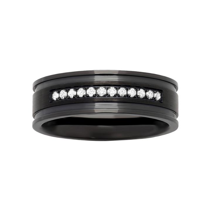 Mens 1/7 Ct. T.w. Diamond Black Stainless Steel Wedding Band
