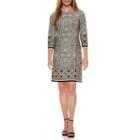 London Times 3/4 Sleeve Shift Dress-petites
