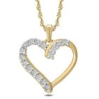 Womens Diamond Accent White Diamond 14k Gold Over Silver Heart Pendant Necklace