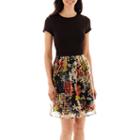 J. Taylor Short-sleeve Scuba Knit And Organza Print Fit-and-flare Dress