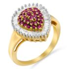 Womens 1 Ct. T.w. Lab Created Red Ruby 10k Gold Cluster Ring