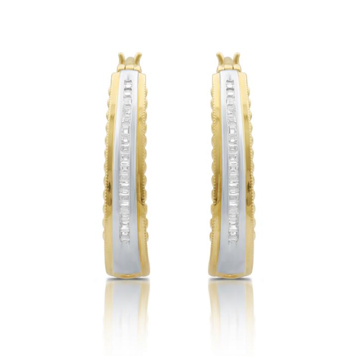 1/4 Ct. T.w. White Diamond 14k Gold Over Silver Hoop Earrings
