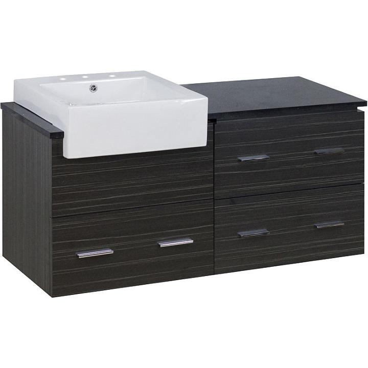 48.75-in. W Wall Mount Dawn Grey Vanity Set For 3h8-in. Drilling Black Galaxy Top