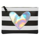 Mixit Pink Stripe Holographic Heart Pouch