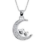 Sterling Silver Cubic Zirconia Moon Pendant Necklace