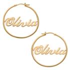 Personalized 14k Gold Over Silver 35mm Hoop Earrings