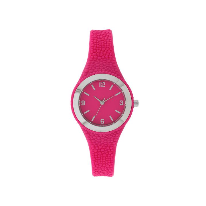 Womens Pink Rubber Strap Watch