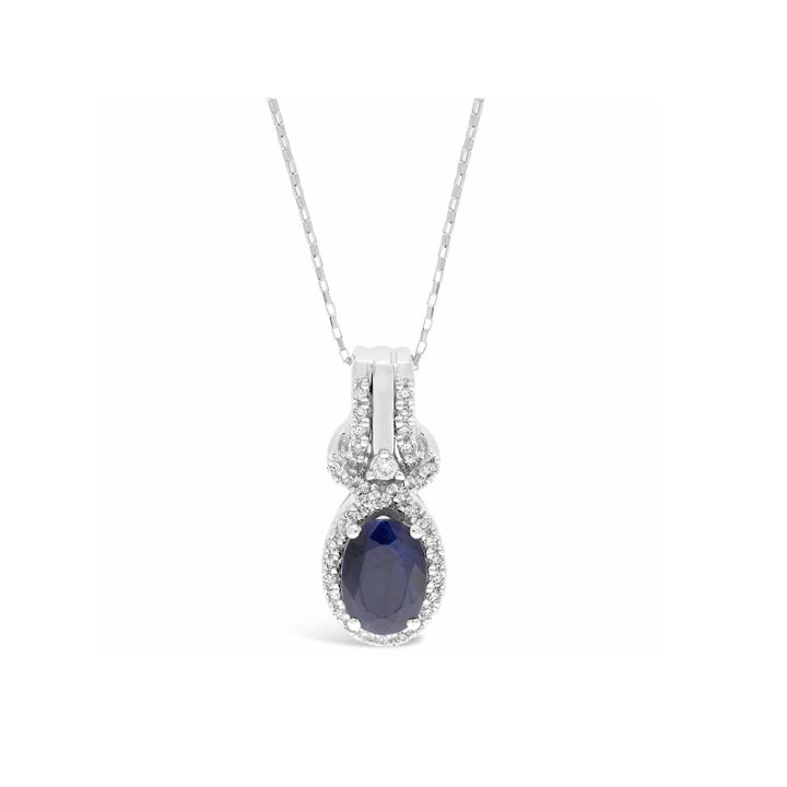 Womens 1/7 Ct. T.w. Blue Sapphire 10k Gold Pendant Necklace