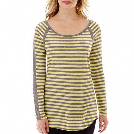 Liz Claiborne Striped Scoopneck Tee - Petite