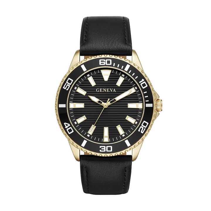 Geneva Mens Black Strap Watch-fmdjm587