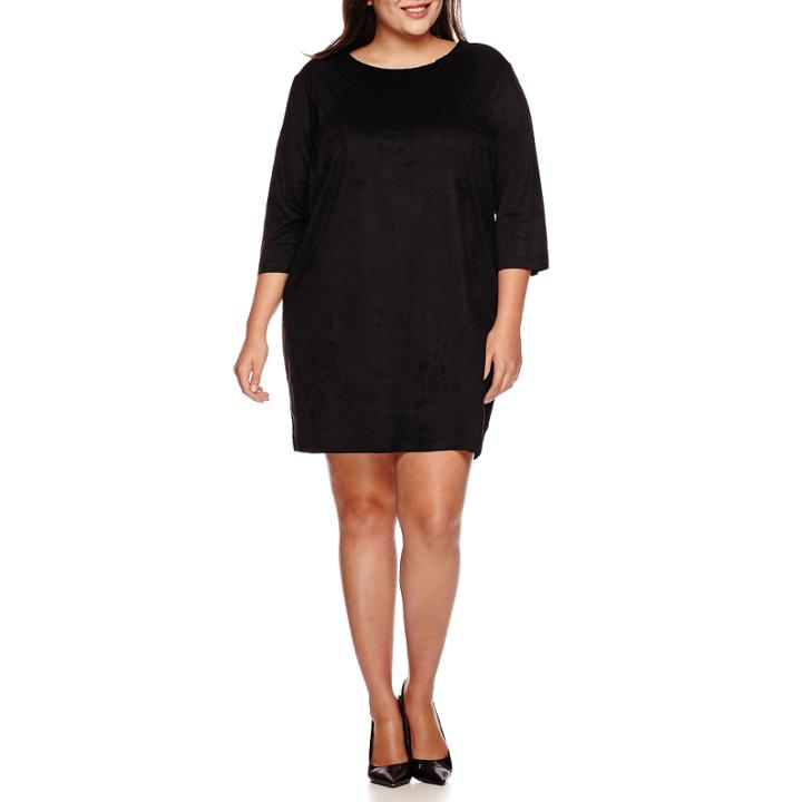 Worthington 3/4-sleeve Suede Dress - Plus