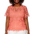 Liz Claiborne Short-sleeve Layered Lace Top