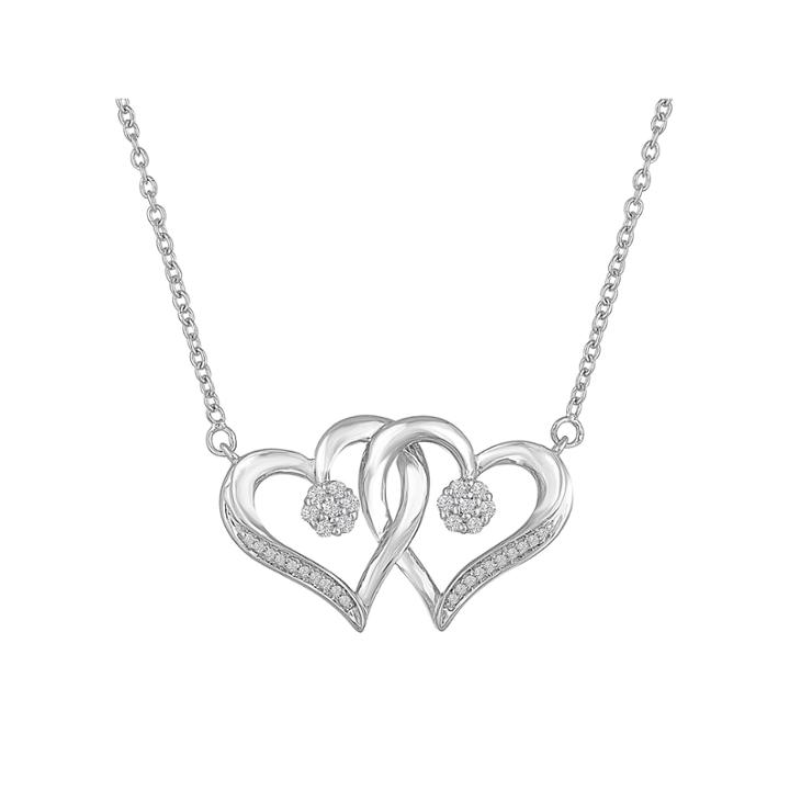 Diamond Blossom 1/10 Ct. T.w. Sterling Silver Heart Pendant Necklace