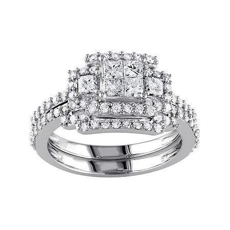 1 1/5 Ct. T.w. Diamond 14k White Gold Bridal Ring Set