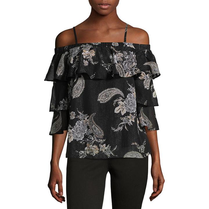 By & By 3/4 Sleeve Chiffon Dress Shirt-juniors