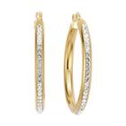 Gold Opulence 14kgold Over Diamond Resin Round Crystal Hoop Earrings