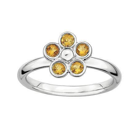 Personally Stackable Citrine Flower Ring
