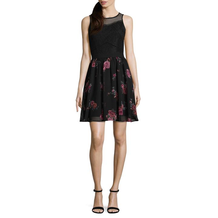 Rewind Not Applicable Sleeveless Floral A-line Dress-juniors