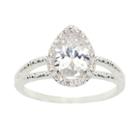 Sparkle Allure Womens Round White Diamond Accent Silver Over Brass Engagement Ring