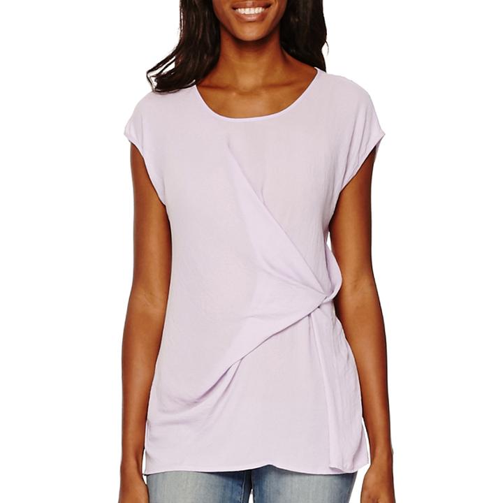 A.n.a Short-sleeve Knot Front Woven Tee - Tall