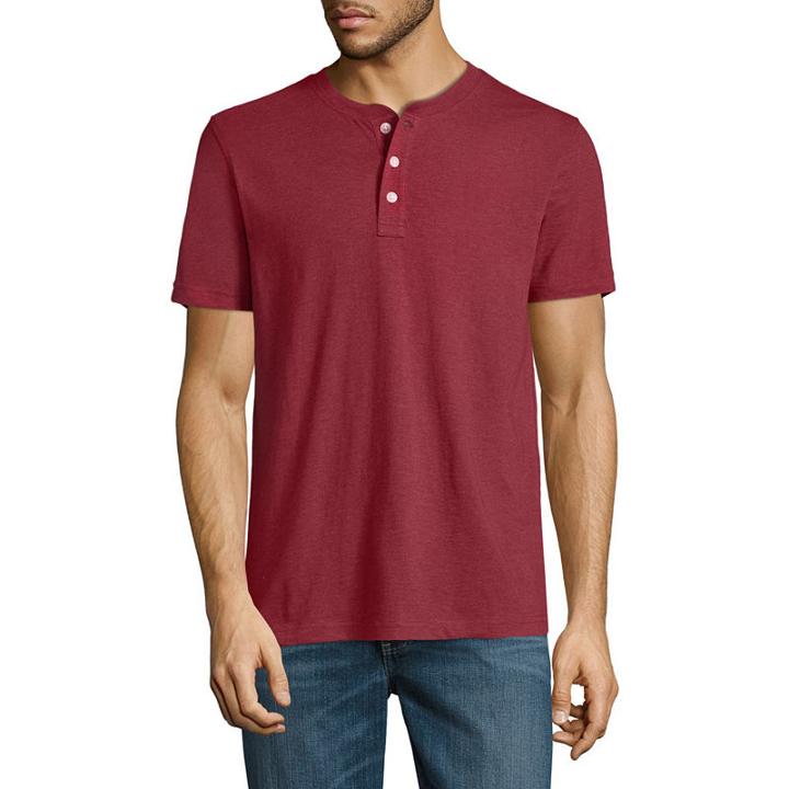 St. John's Bay Short Sleeve Henley Shirt-slim