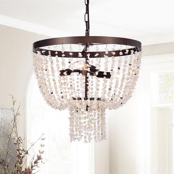 Teriz 3-light 16-inch Stone And Metal Pendant