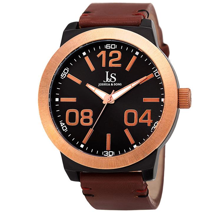 Joshua & Sons Mens Brown Strap Watch-j-103rgbr