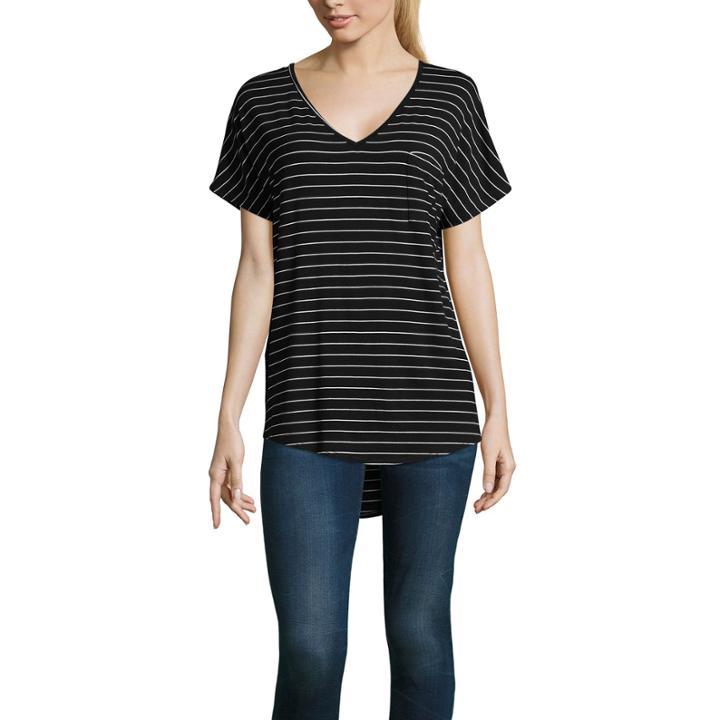 A.n.a Short Sleeve V Neck Jersey Stripe T-shirt