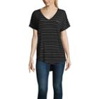 A.n.a Short Sleeve V Neck Jersey Stripe T-shirt