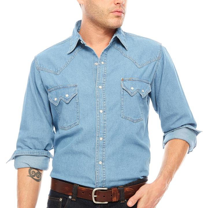 Ely Cattleman Western Workwear Long Sleeve Snap Bleached Denim