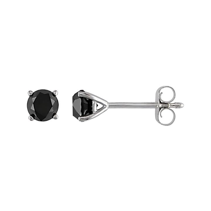 3/4 Ct. T.w. Round Color-treated Black Diamond Stud Earrings