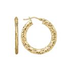 Infinite Gold&trade; 14k Yellow Gold Faceted Hoop Earrings