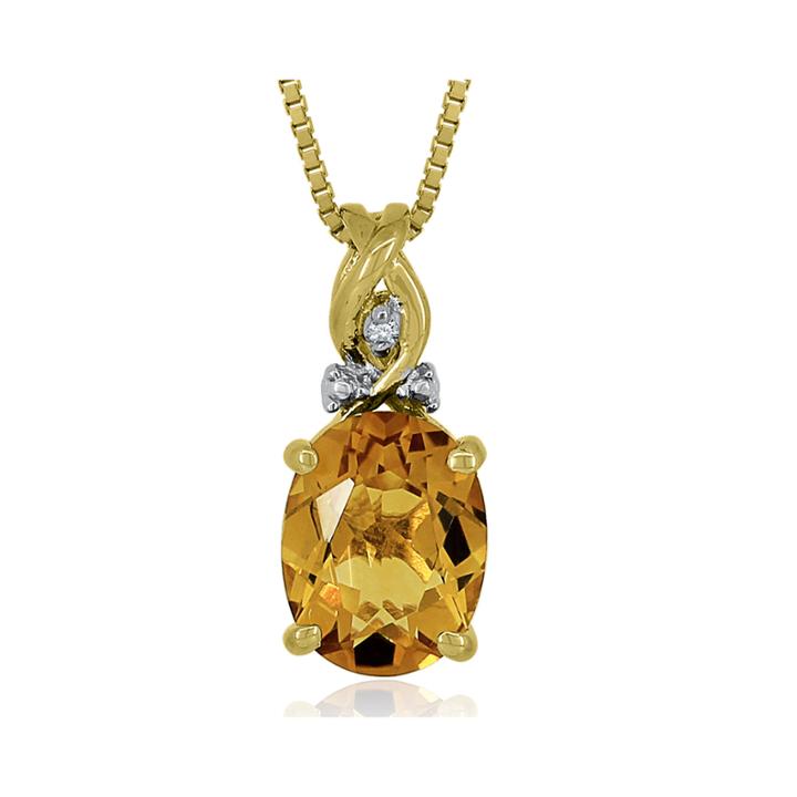 14k Gold Over Silver Citrine And Diamond Accent Pendant Necklace