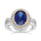 Womens Lab Created Blue Sapphire 18k Gold Over Silver Cocktail Ring