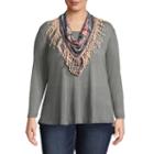 Unity World Wear 3/4 Sleeve Tee With Printed Scarf-plus