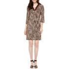 Studio 1 3/4-sleeve Bar-neck Chevron Printed Shift Dress