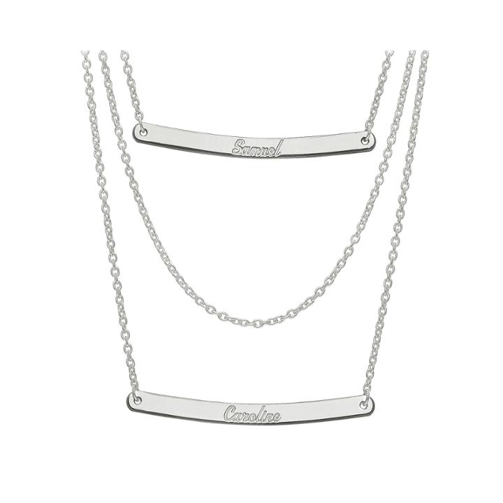 Personalized Sterling Silver 2-pc. Name Bar Necklace