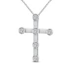 Womens 1/2 Ct. T.w. White Diamond 14k White Gold Cross Pendant Necklace
