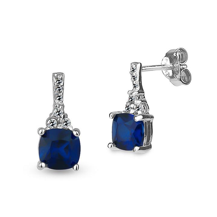 Lab Created Blue Sapphire Drop Earrings