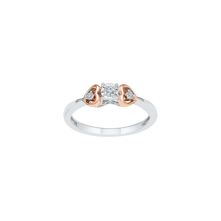 Womens 1/10 Ct. T.w. Genuine Round White Diamond Sterling Silver Gold Over Silver Promise Ring