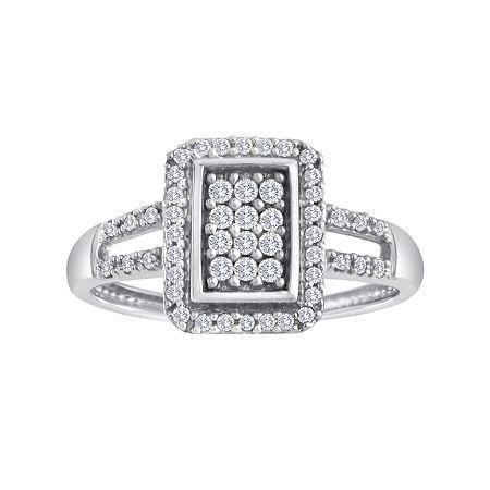 1/3 Ct. T.w. Diamond 10k White Gold Rectangular Ring