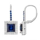 Lab-created Sapphire & White Sapphire Sterling Silver Leverback Earrings