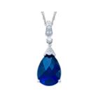 Lab-created Blue Pear-cut Sapphire Pendant Necklace