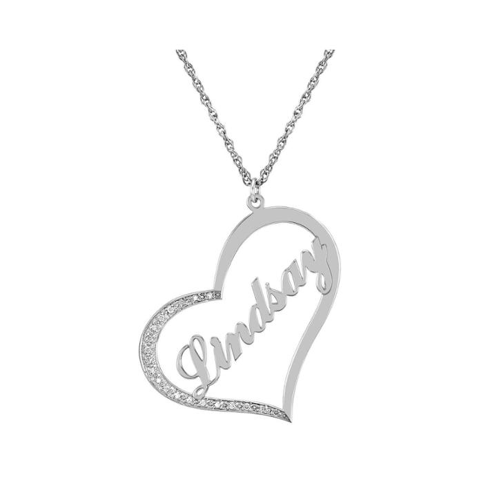 Personalized Diamond-accent Sterling Silver Name Pendant Necklace