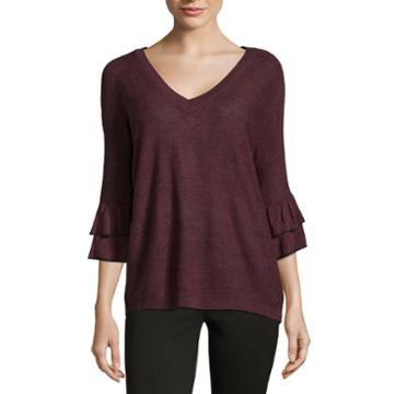 212 Ny 3/4 Sleeve Crew Neck Pullover Sweater