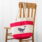 Cathy's Concepts Whale Red Striped Canvas Tote With Rope Handles