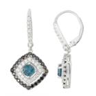 Genuine London Blue Topaz & Black Spinel Sterling Silver Diamond Accent Leverback Earrings