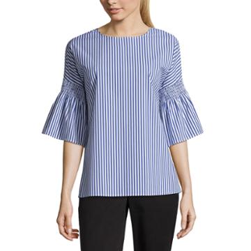Como Blu Bell Sleeve Crew Neck Woven Blouse