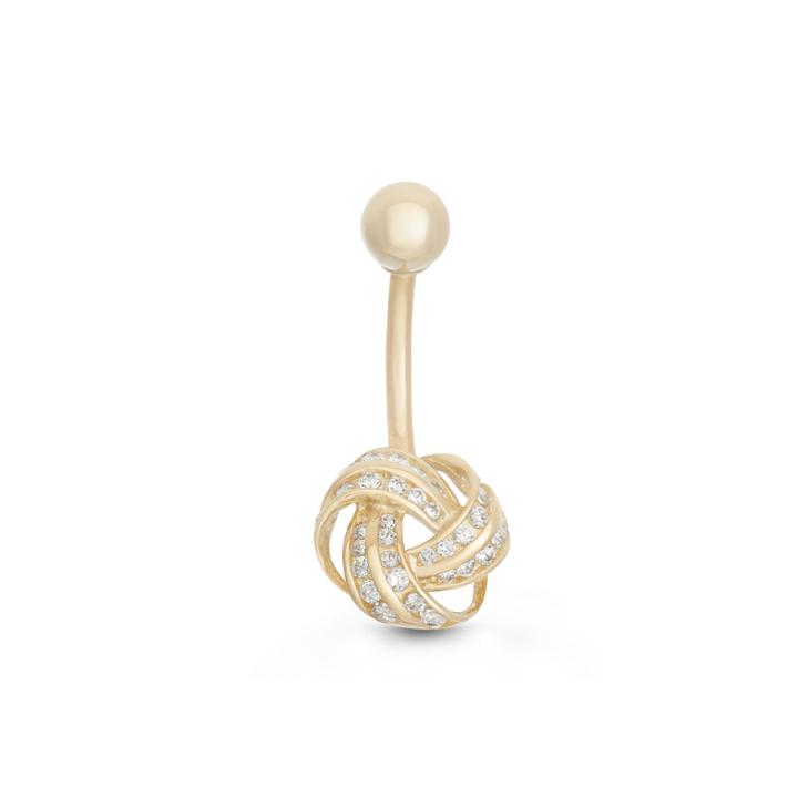 10k Yellow Gold Cubic Zirconia Knot Belly Ring